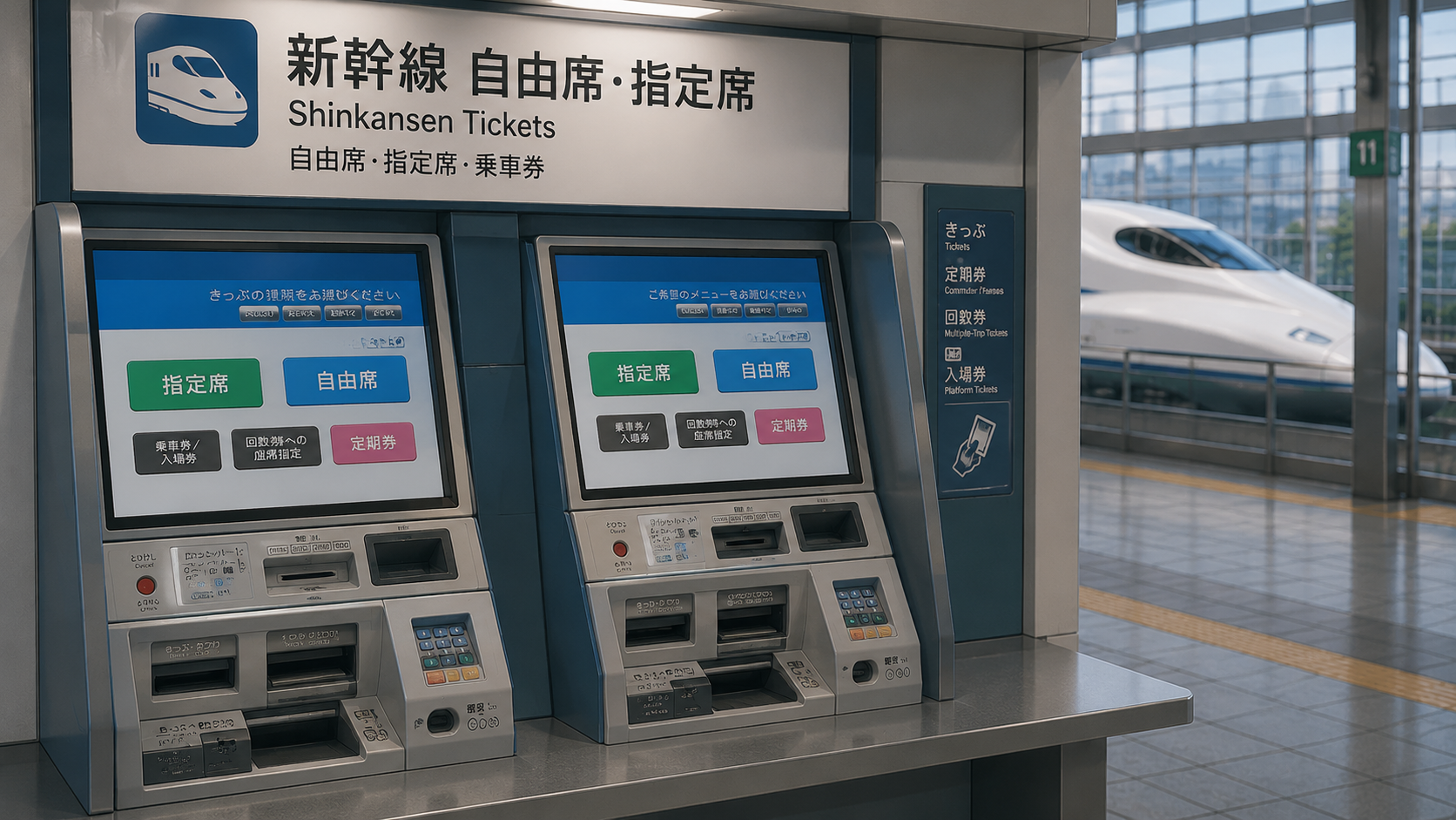Shinkansen ticket machines at a station
